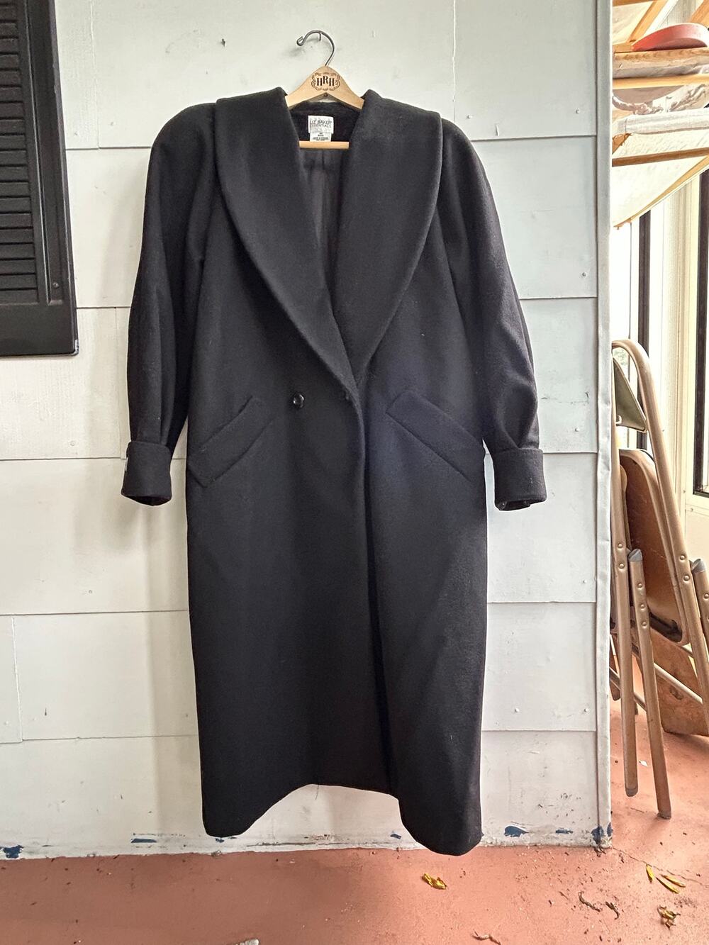 Liz Baker 100% Wool Coat, Women's Sz 14P Petite Black Vintage